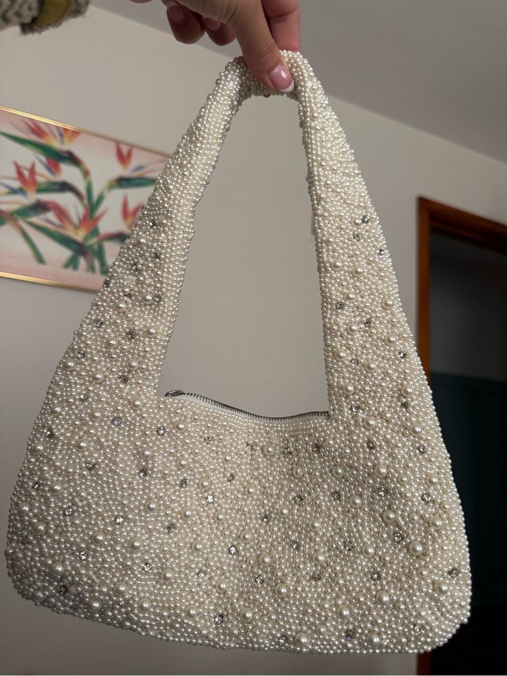 Bridal Pearl-Embellished Shoulder Bag